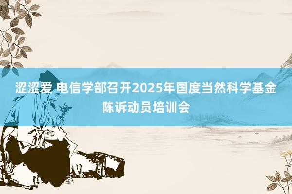 涩涩爱 电信学部召开2025年国度当然科学基金陈诉动员培训会